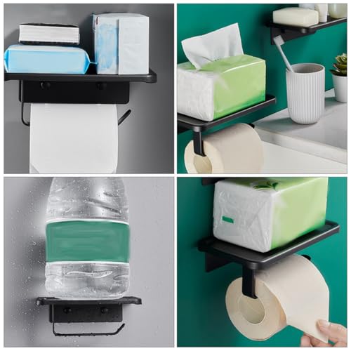 Soporte de papel higiénico negro en aleación de aluminio para baño 4