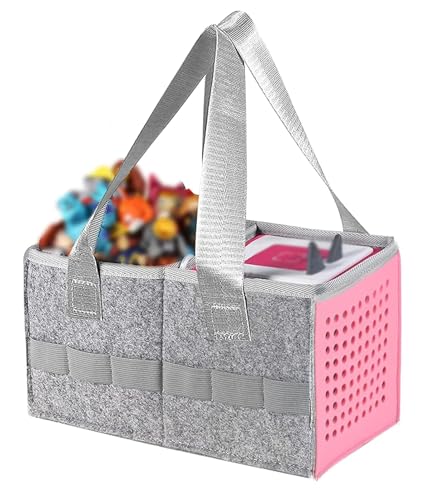 Image of Carrying Case for Toniebox Audio Player Starter Set,Travel Felt Cloth Musical Toy Folding Hand Bag for Tonie Starter Set and Tonies Figures (Pink)