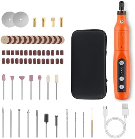 Lichamp Mini Cordless Rotary Tool, 5 Speed 3.7V Rechargeable Rotary Tool Kit with Type-C, for Engraving, Sanding, Polishing, Drilling, Grinding, Small DIY Crafts