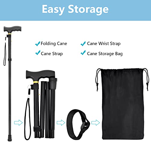 Tyimble Folding Walking Cane - Lightweight, Adjustable, Anti-Slip, Portable, With Storage Bag And Strap, Suitable For Men, Women, And The Elderly. #TOP4