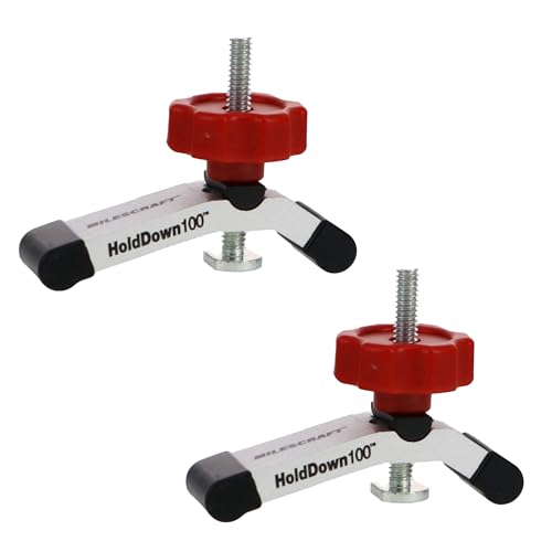 Image of Milescraft 4035 Hold Down 100 2 Pack T-Track Mini Hold Down Clamp. 3-1 /8 inch L x 5 /8 inch W, Anodized Heavy Duty T Track Clamps for Woodworking