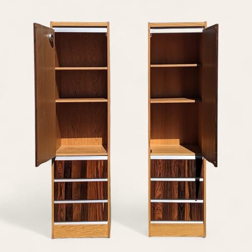 Solid Wood Bookcase for Home Office Mid Century Storage Cabinets, Bookcase for Home Office, Easy Assembly(Brown)