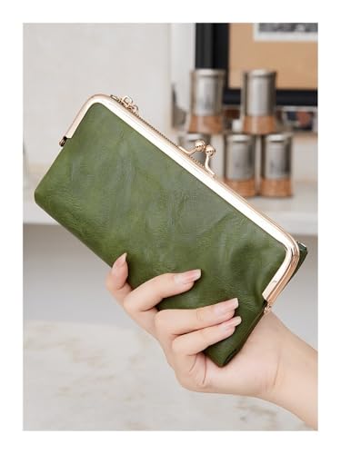 Solid Color Multi Functional Long Wallet, Vintage Clutch Coin Purse, Women's Card Holder Zipper Wallet (Qb332 Brown)2