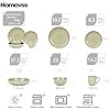 HomeVSS 20-Piece Dinnerware Set - Serves 4, Shiny Glaze Beige plates and bowls sets with Speckle Effect for Microwave & Dishwasher Safe