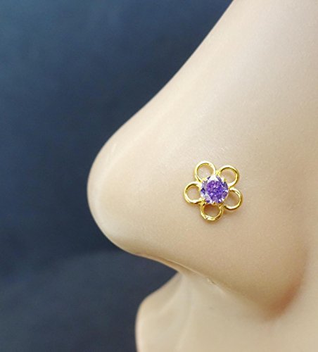 Tiny Nose Stud Gift For Her Indian Nose Ring 925 Silver Nose Piercing Unique Nose Stud Nose Hoop 20 Gauge Piercing Crystal Nose Piercing Gold Nose Jewelry Flower Nose Ring #TOP1