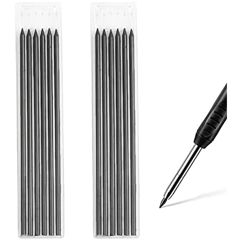 Carpenter Pencil Refills, 12Pcs Solid 2.8mm Mechanical Pencil Leads for Construction Pencil, Smooth & Long Lasting Carpenter Pencil Replacements for Woodworking Scriber Marking Architect Drawing Cover