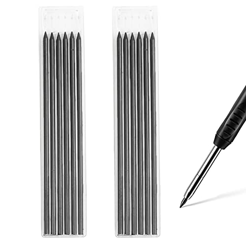 Carpenter Pencil Refills, 12Pcs Solid 2.8mm Mechanical Leads for Construction, Smooth & Long Lasting Replacements for Woodworking Scriber Marking Architect Drawing