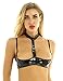 YiZYiF Womens 2 Piece Lingerie Set Stretch Vinyl Shelf Bra Quarter Cup Bra Tops with Panties Teddy Black Medium
