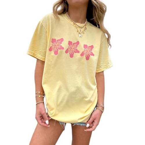 Women Graphic Floral Oversized T Shirts Y2K Short Sleeve Baggy Shirts Tops Loose Casual Summer Tee Shirt