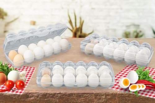 Image of Arto 12 Grid Egg Box Egg Refrigerator Tray, Stackable Plastic Egg Containers for Fridge Kitchen (Multicolor)