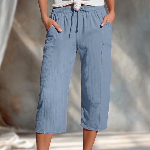Beach Pants for Women Simple Solid Color Casual Trendy High Waist Soft Comfy Trousers Vacation Travel Outfits - Image 3
