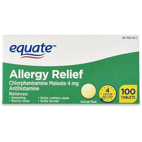 SCHMIDT EMPIRE Equate Allergy Relief Medicine, Chlorpheniramine Maleate 4 mg Antihistamine 1 -Pack 100 Count Cover
