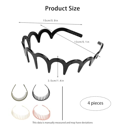 Image of 4 Pack Hair Band, Hair Bands for Women and Men, Long Teeth Hair Accessories, Sports /Daily Use, Fashion Suitable for Women and Girls As well as Multiple Scenarios