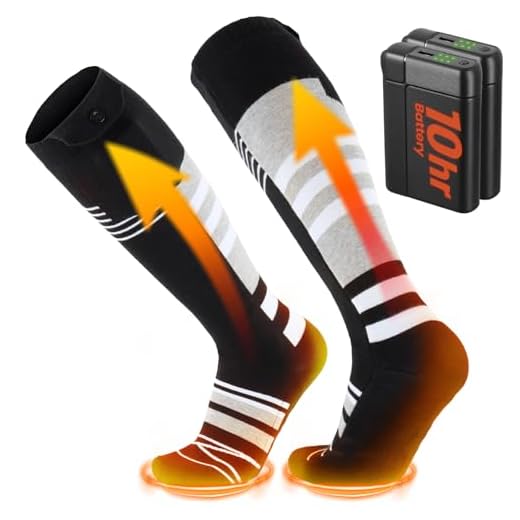 SURGOAL 8000mAh*2 Heated Socks, Up to 10-Hour Battery Runtime Rechargeable Electric Socks | Cold Weather Foot Warmer Socks for Men Women | Outdoor Hunting Skiing Camping Hiking, Non-APP Control
