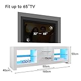 ELEGANT 1600mm Modern High Gloss White TV Stand Cabinet with LED Light for 22"-65" Flat Screen 4k TVs/Living Room Bedroom Furniture TV Cabinet with Shelves and Drawers for Media Storages - Image 2