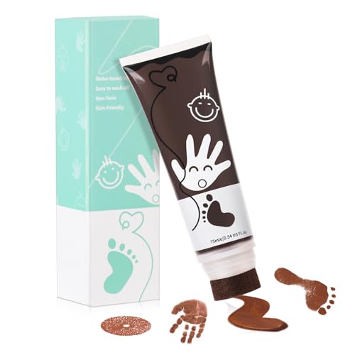 TOGOU2S Impronta Mani e Piedi Neonati Con Attacco a Spugna, Non Tossico e Lavabile, Impronta Zampa Cane Ideale per Realizzare Impronte di Bambini, Souvenir di Famiglia, Regalo di Natale, Marrone