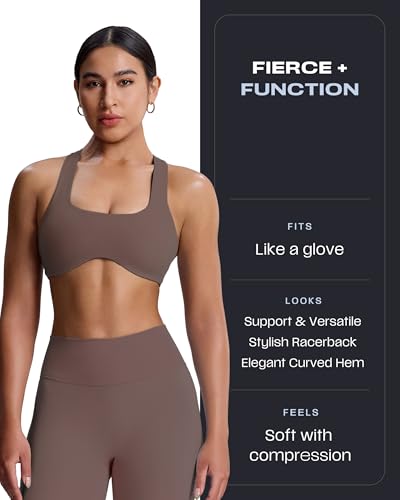 Image of Aoxjox Define Sculpt Racerback Sports Bra | women's workout fitness yoga crop tank, breathable fabric, 4-way stretch, moisture-wicking, gym essential