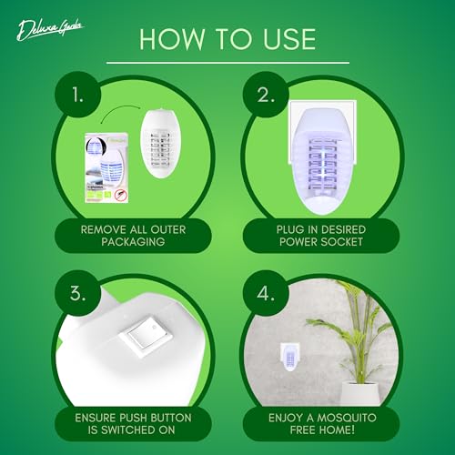Deluxa Garden Elektrische Mückenschutz Lampe, Steckbare UV-Lampe zur Abwehr von Mücken, Fliegen und Motten, Innenbereich, 220 V – 240 V