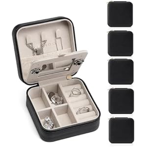 Vlando Travel Jewelry Case, Small Jewelry Travel Organizer Box for Girls Women with Mirror Black Black S 1