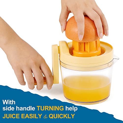 Manba 2-In-1 Hand Lemon Citrus Juicer Machines - Manual Lemon Lime Citrus Orange Juice Squeezer, Portable Slow Fruit Press Juicer Extractor With Ergonomic Hand Crank Design For Max And Effortless Extraction - Easy Cleanup And Bpa Free #TOP1