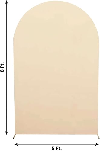 Vista 198 de Efavormart - Marco de fondo redondo de elastano de 7 pies, cubierta de arco de boda de 2 lados Blanco