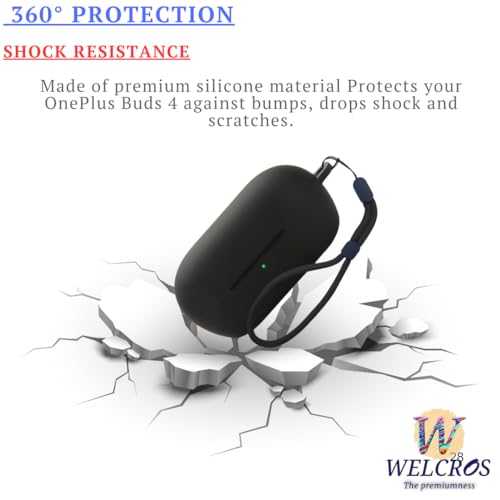 Image of WELCROS Soft Silicone Case Cover for Sony WF-C710N | C710NSA with Lanyard (Black)