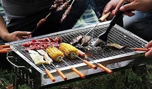 Image of Pack of 12 Stainless Steel BBQ Skewers - Strong Reusable Grill Sticks for Kebabs, Tandoori, and Outdoor Grilling - Rust-Resistant, Easy to Clean