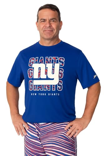 Zubaz NFL Men's Repeat Play Primary Team Color Short Sleeve T-Shirt, New York Giants, 4X-Large