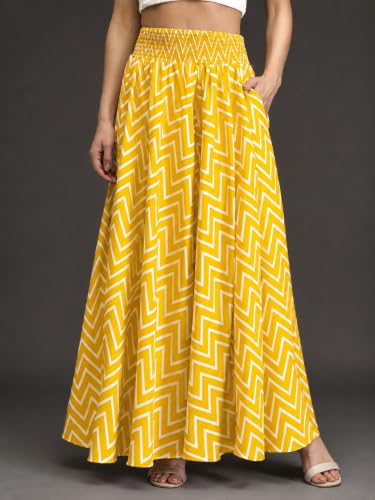 Image of Nexsus Apparels Women Flared Viscose Rayon Trousers | Flared Printed Palazzo |Elasticated Waist Loose-fit & Regular, Casual Wear (Free Size 26 to 42 Waist) Pant| Available in Plus Size's