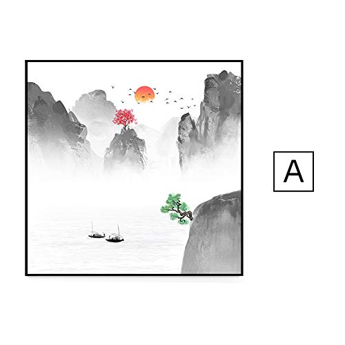 Art mural style chinois abstrait 40x40cm pour masquer un mur vide - 2