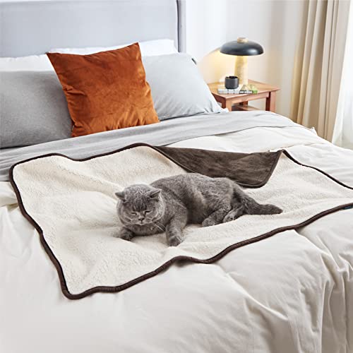Image of Bedsure Waterproof Dog Blankets for Small Dogs - Small Cat Blanket Washable for Couch Protection, Sherpa Fleece Puppy Blanket, Soft Plush Reversible Throw Furniture Protector, 25x35, Coffee Brown