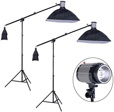 Safstar Professional Photo Studio Strobe Mono-Light Lighting Kit for Video Shooting, Location and Portrait Photography - 2 x Overhead Boom Light Kit, 2 x Softboxes, 1 x Carrying Bag