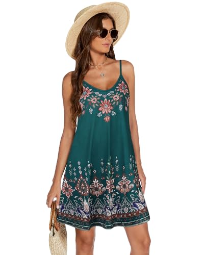 Image of elescat Womens Summer Dresses Spaghetti Strap V Neck Casual Sleeveless Sundress Beach Cover Ups with Pockets 2026