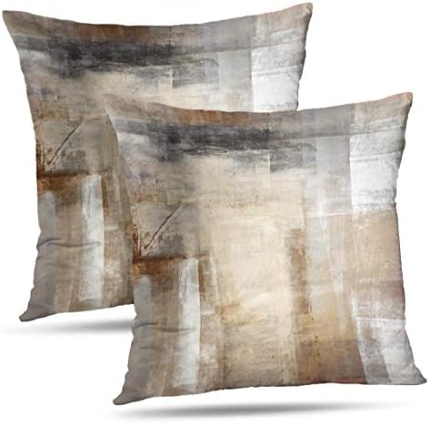 ONELZ Abstract Art Throw Pillow Covers, Brown and Beige Abstract Art Painting Double-Sided Cushion Cover 18 x 18 Decorative Home Gift Bed Pillowcase, Abstract Art 12