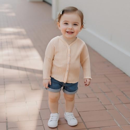 Beauace Baby Mädchen Jungen Strickjacke Langarm Rundhalsausschnitt Kleinkind Pullover mit Knöpfen Herbst Strickpullover (Rosa, 0-6 Months)