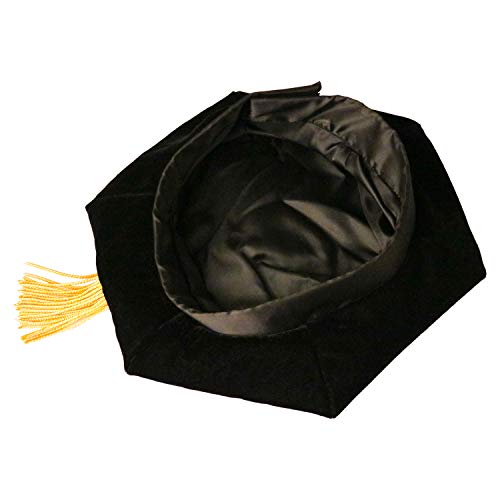 OSBO GradSeason Graduation Doctoral Tam 6-Sides Black Velvet with Gold Bullion Tassel - Thumbnail 2