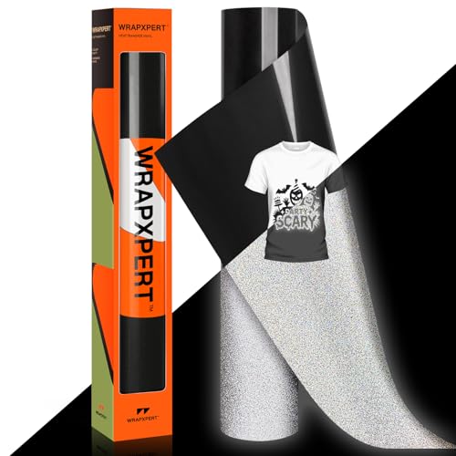 WRAPXPERT Reflective Heat Transfer Vinyl, Black HTV Roll 12' x5ft...