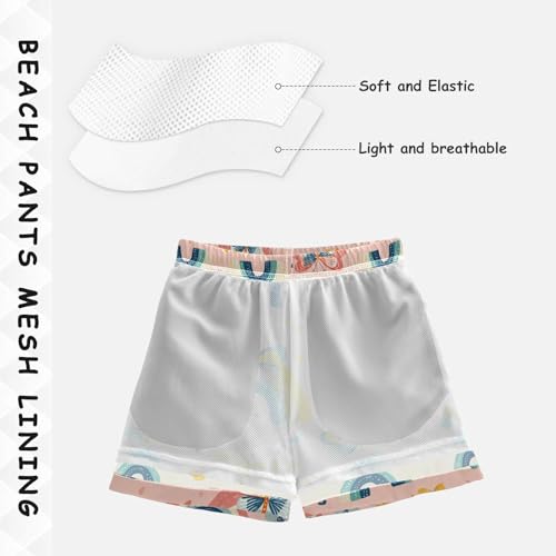 Pigsaly Boys Swim Trunks Rainbows Green Butterflies Pink Boys Board Shorts Swimsuit Swimwear Summer Bathing Suit S4