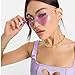 Devil Horns Heart Sunglasses Rimless Rave Trendy Novelty Halloween Glasses for Women Men Party Funny Eyewear-Red