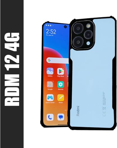 Image of AIBEX Crystal Clear Back Cover Case for Redmi 12 4G | 360 Degree Protection | Shock Proof Design | Transparent Back Cover Case (PC & TPU, Black Bumper)
