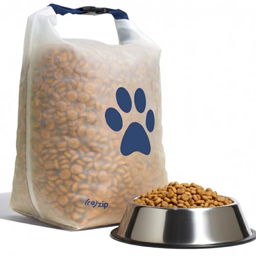 (re)zip Large Roll Top Pet Food Storage Bag 40-Cup, BPA-Free, Food-Grade, Pet-Safe, Freshness Seal for Camping, Travel & Daily Use, Machine Washable, Cobalt Blue
