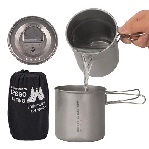 Nybhyjka Camping Cookware Sets - Stainless Steel Cookware | Pots with Handle for Outdoor Hiking Survival Backpacking RV Camping Outdoor Picnic Bushcraft Travel