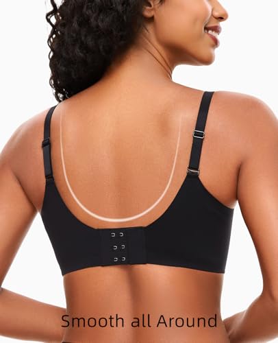 Women's Wireless Push Up Bra Seamless Padded Plunge No Underwire T Shirt Bras Comfort3