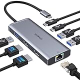 Docking Station for MacBook Pro Air USB C Docking Station Dual Monitor Adapter Multiport Hub Dongle Mac Dock with 2 HDMI,Ethernet,3USB,100W PD Charger for MacBook Pro/Air M1M2 2023 2022 2021 2020 2019