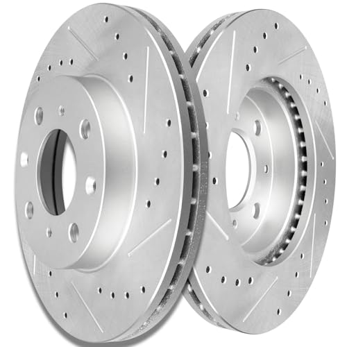 Image of SCITOO Front Disc Brake Rotors Kits 31029 Drilled & Slotted Brakes Rotor