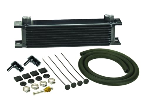 Derale 13411 10-Row Stack Plate Trans Cooler Kit (90° Fittings)