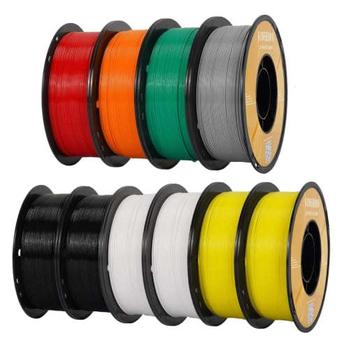 Kingroon 3D Printer Rapid PETG Filament 1.75mm,Dimensional Accuracy +/- 0.03 mm,1kg/Spool(2.2lbs),10 Spools PETG Filamen