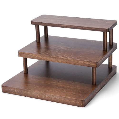 Wooden-Liquor-Shelf-3-Tier-Liquor-Bottle-Display-Shelf-Liquor-Rack-for-Countertop-Bar-Shelf-for-Liquor-Sturdy-Liquor-Stand-Liquor-Shelf-for-Home-Bar-Game-Room-or-Living-Room-Display-Brown Wooden Liquor Shelf 3 Tier Liquor Bottle Display Shelf Liquor Rack for Countertop Bar Shelf for Liquor Sturdy Liquor Stand Liquor Shelf for Home Bar Game Room or Living Room Display Brown