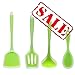 KeepingcooX Set di 4 utensili da cucina in silicone: spatola per wok lunga, spatola scanalata, mestolo, cucchiaio per riso, antiaderente, resistente al calore
