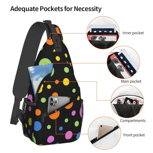 Cute Polka Dots Crossbody Sling Backpack Sling Bag Travel Hiking White Black Dots Chest Bag Daypack for Women Men4